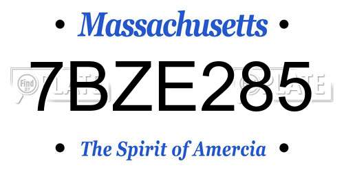 7BZE285 Massachusetts License Plate