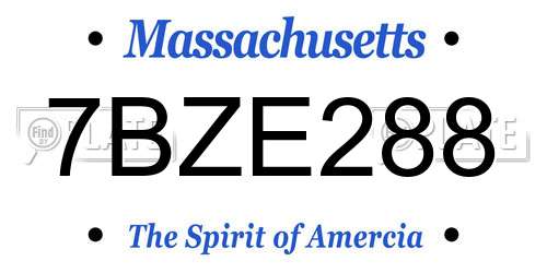 7BZE288 Massachusetts License Plate