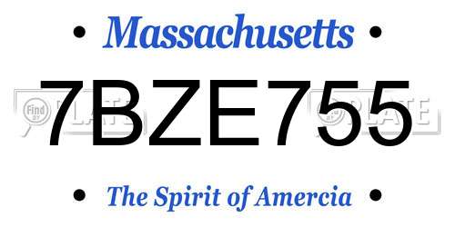 7BZE755 Massachusetts License Plate
