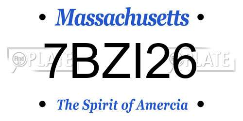 7BZI26 Massachusetts License Plate