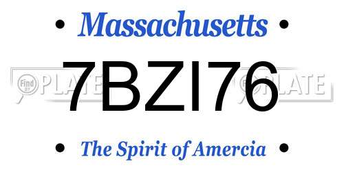 7BZI76 Massachusetts License Plate