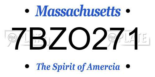 7BZO271 Massachusetts License Plate
