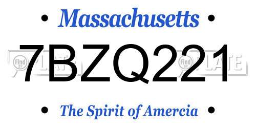 7BZQ221 Massachusetts License Plate
