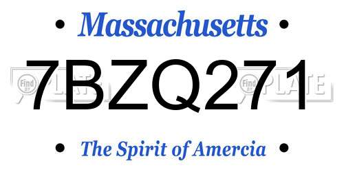 7BZQ271 Massachusetts License Plate