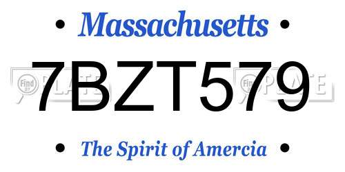 7BZT579 Massachusetts License Plate