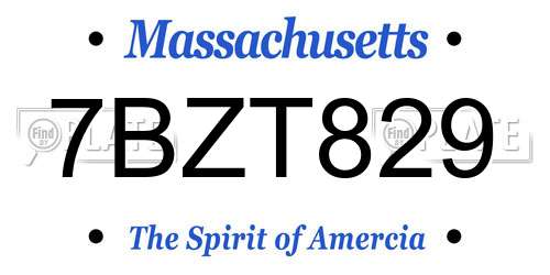 7BZT829 Massachusetts License Plate