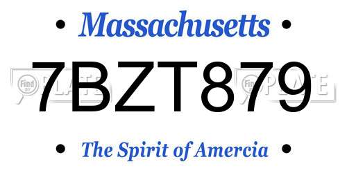 7BZT879 Massachusetts License Plate