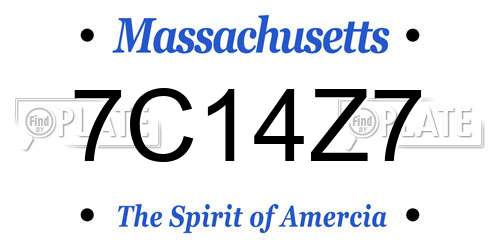 7C14Z7 Massachusetts License Plate