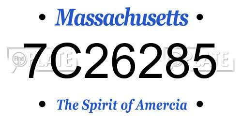 7C26285 Massachusetts License Plate
