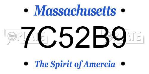 7C52B9 Massachusetts License Plate