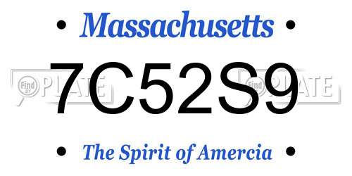 7C52S9 Massachusetts License Plate