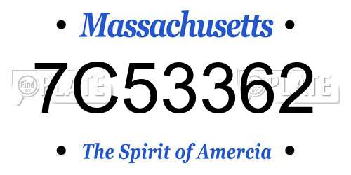 7C53362 Massachusetts License Plate