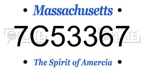 7C53367 Massachusetts License Plate