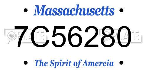 7C56280 Massachusetts License Plate