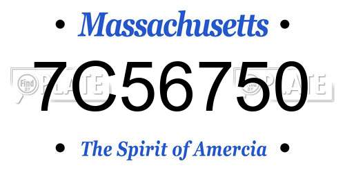 7C56750 Massachusetts License Plate