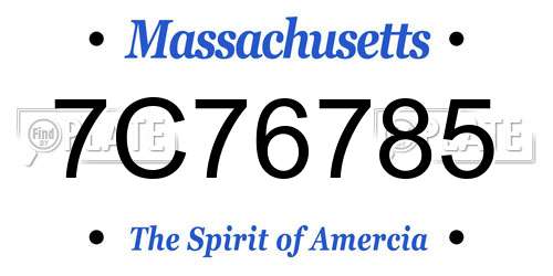7C76785 Massachusetts License Plate
