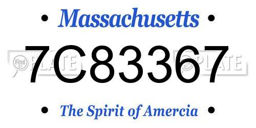 7C83367 Massachusetts License Plate