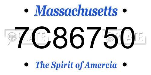 7C86750 Massachusetts License Plate