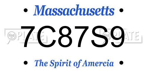 7C87S9 Massachusetts License Plate