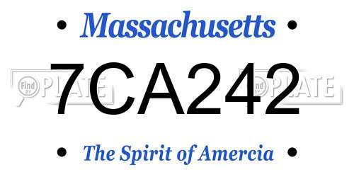 7CA242 Massachusetts License Plate