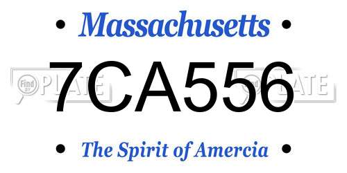 7CA556 Massachusetts License Plate