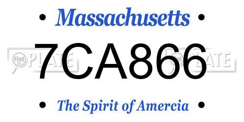 7CA866 Massachusetts License Plate