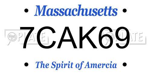 7CAK69 Massachusetts License Plate