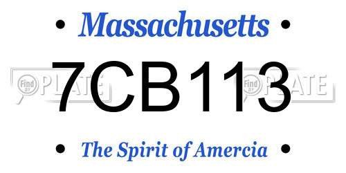 7CB113 Massachusetts License Plate