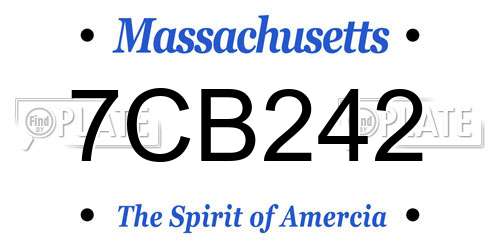 7CB242 Massachusetts License Plate
