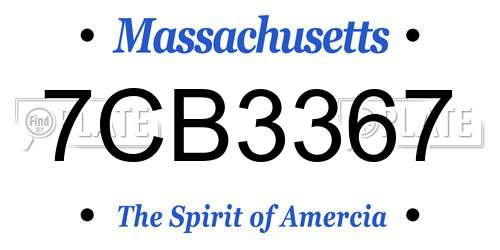7CB3367 Massachusetts License Plate