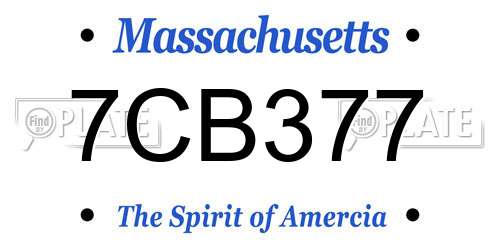 7CB377 Massachusetts License Plate