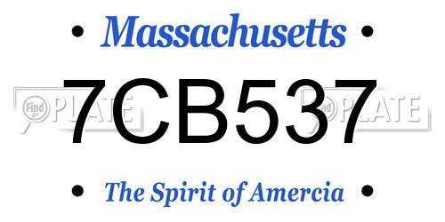 7CB537 Massachusetts License Plate