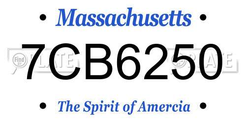 7CB6250 Massachusetts License Plate