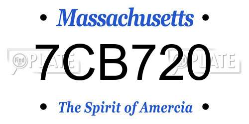 7CB720 Massachusetts License Plate
