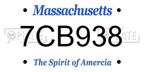 7CB938 Massachusetts License Plate