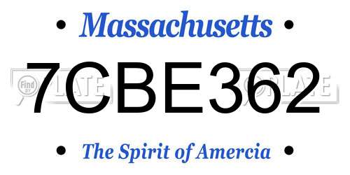 7CBE362 Massachusetts License Plate