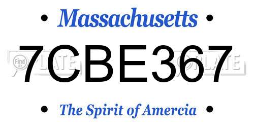 7CBE367 Massachusetts License Plate