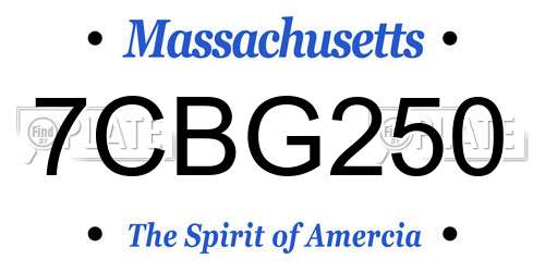 7CBG250 Massachusetts License Plate