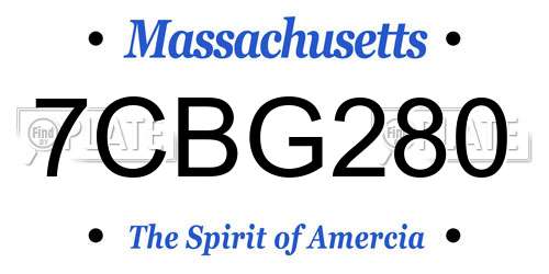 7CBG280 Massachusetts License Plate