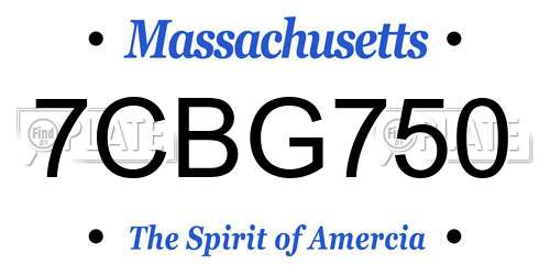 7CBG750 Massachusetts License Plate