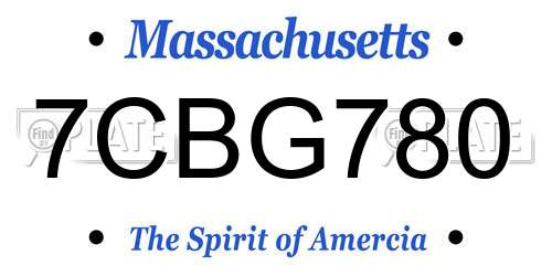 7CBG780 Massachusetts License Plate
