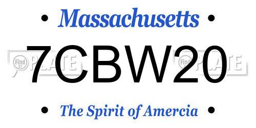 7CBW20 Massachusetts License Plate