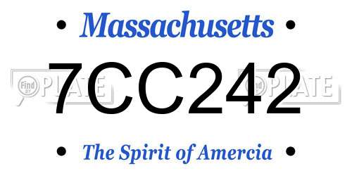 7CC242 Massachusetts License Plate