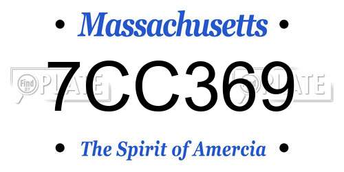 7CC369 Massachusetts License Plate