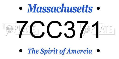 7CC371 Massachusetts License Plate