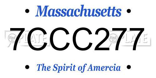 7CCC277 Massachusetts License Plate
