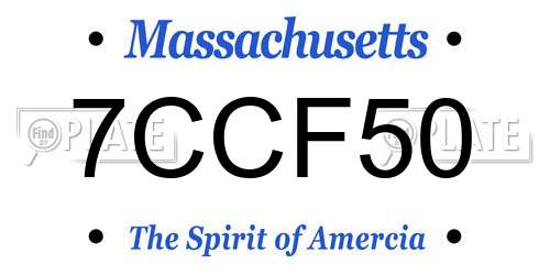 7CCF50 Massachusetts License Plate