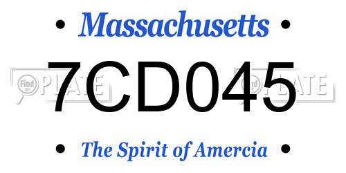 7CD045 Massachusetts License Plate