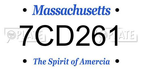 7CD261 Massachusetts License Plate
