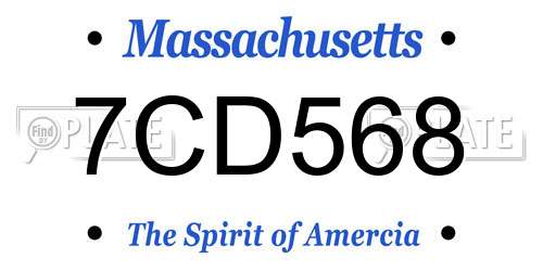 7CD568 Massachusetts License Plate